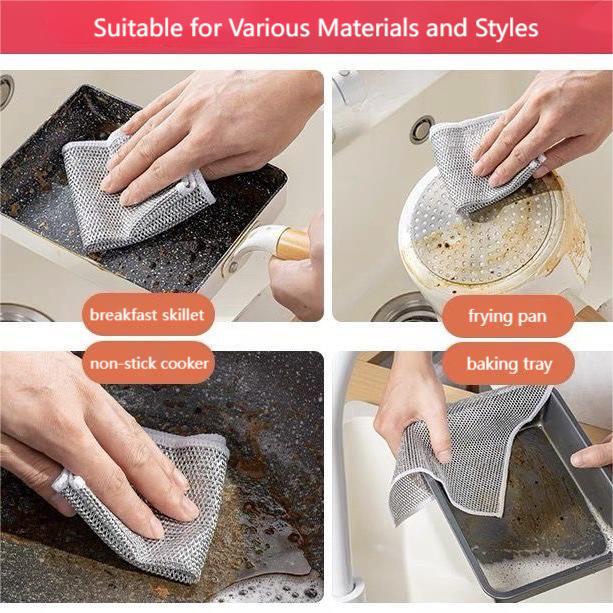 ผ้าล้างจานใยเหล็กอเนกประสงค์ ใช้ได้ทั้งแบบเปียกและแห้งและนำกลับมาใช้ใหม่ได้